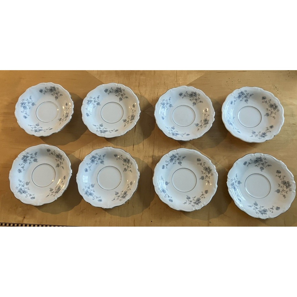 Set of (8) Vintage Johann Haviland Blue Garland 6" SAUCERS - Bavaria, Germany